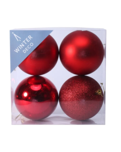 Red Shatterproof Baubles (10cm) (4 pieces)