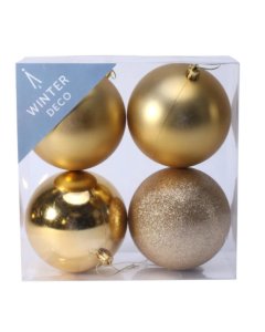 Gold Shatterproof Baubles (10cm) (4 pieces)