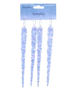 Pack Of 4 17cm Clear/Iridescent Icicle