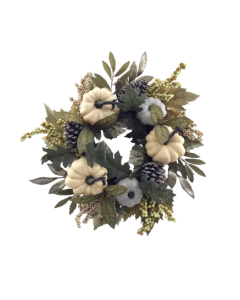 50cm Cream/Green Pumpkin Foliage Wreath