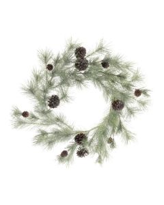 Glittered Spruce Wreath W/Pine Cones (65cm)