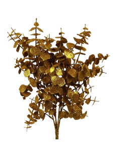 Glittered Eucalyptus Bush 55cm Gold