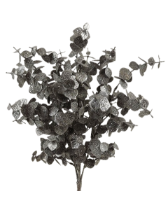 Glittered Eucalyptus Bush 55cm Silver