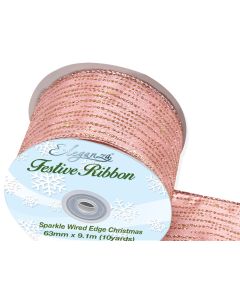 Eleganza Satin Wired Festive Shimmer 63mm x 9.1mtr