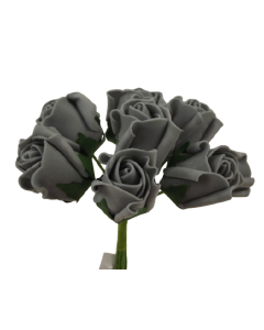 Colourfast Foam Rose Bud x 8 Heads App 3cm Grey