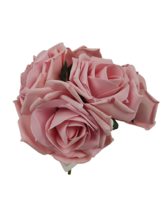 Large Cottage Foam Rose 8cm x 5 Heads Vintage Pink