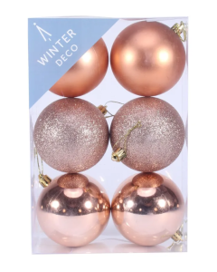 Champagne Shatterproof Baubles (8cm) (6 pieces)