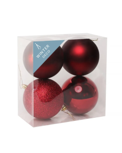 Burgundy Shatterproof Baubles (10cm) (4 pieces)