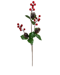 Single Berry/Pinecone Stem 58cm