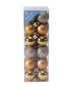 Gold Shatterproof Baubles (3cm) (24 pieces)