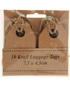 7.5x4.5cm Kraft Luggage Tags x 10