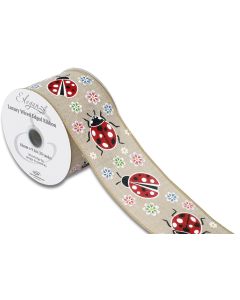 Wired Edge 63mm x 9.1mtr Floral Ladybird Natural