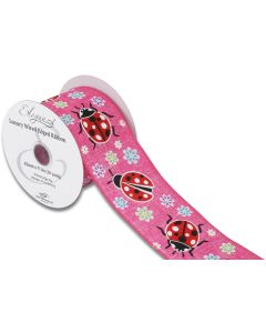 Wired Edge 63mm x 9.1mtr Floral Ladybird Fuchsia