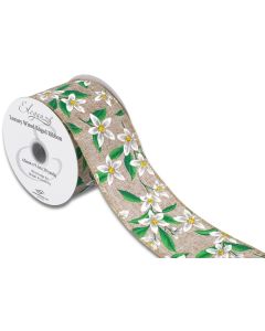 Wired Edge 63mm x 9.1mtr Floral Pattern Natural