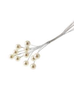 6mm Pearls On Stem Cream x 72pcs
