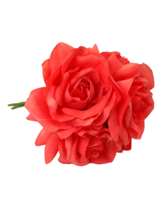 27cm Coral Open Rose Posy x 5 Heads