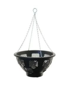 14" Plastic Hanging Basket Black W/Chains