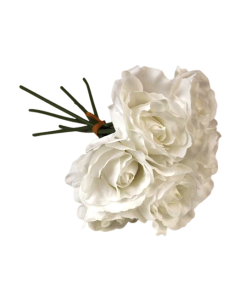 26cm White Open Rose Hand Tied x 7 Heads