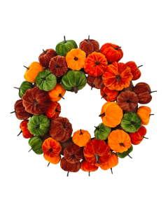 Velvet Pumpkin Wreath 46cm