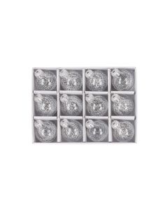 GLASS Mini Bauble Set 3cm Silver