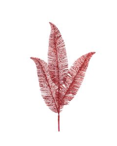 Glitter Fern Spray 61cm Red
