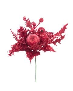 Glitter Bird Pick 21cm Red