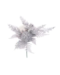 Glitter Bird Pick 21cm Silver