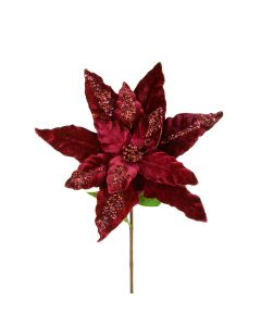 Lux Velvet Giant Poinsettia 62cm Burgundy