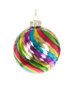 GLASS Rainbow Bauble 8cm