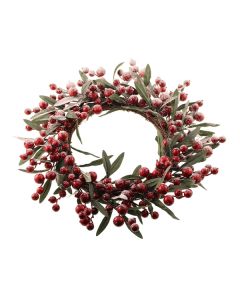 55cm Snowy Cranberry Gum Wreath (WR) Snowy