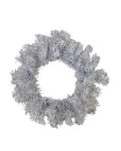 50cm Pine and Tinsel Wreath Silver/White