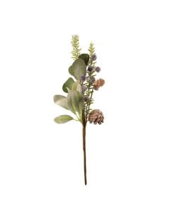 47cm Blueberry Spray with Pinecones Green