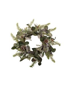 50cm Blueberry Wreath with Pinecones Green