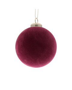 8cm Flocked Hanging Ball Plum