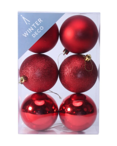 Red Shatterproof Baubles (8cm) (6 pieces)