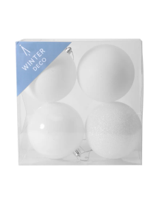 White Shatterproof Baubles (10cm) (4 pieces)