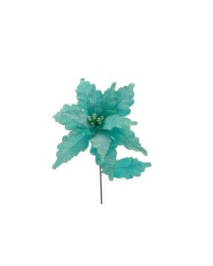 68cm Turquoise Blue Poinsettia Stem