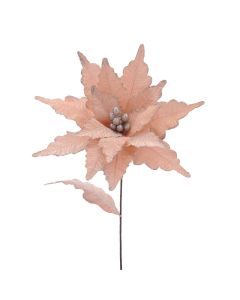 68cm Pink With Silver Glitter Poinsettia Stem