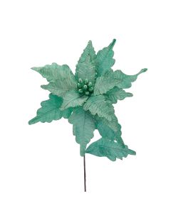 68cm Sage Green With Glitter Poinsettia Stem