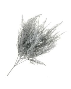 Metallic Glittered Fern Bush - Silver (50cm long)