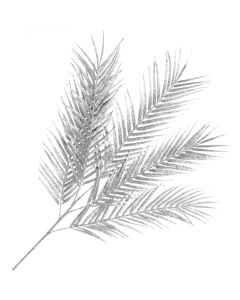 Glittered Areca Palm Branch - Silver (70cm long)
