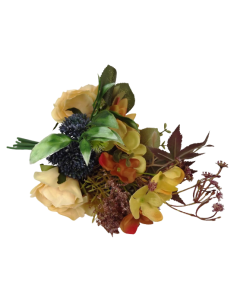 Autumn Rose Bunch with Mixed Foliage - Orange, Brown & Blue