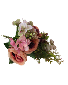 Autumn Rose Bunch with Mixed Foliage - Pink, Anitque Mauve &