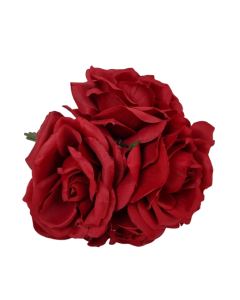 27cm Open Rose x 5 Heads Posy Red