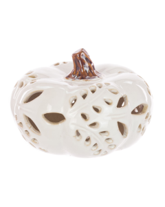 Ceramic Pumpkin Battery Operated 14cm