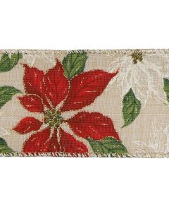 Eleganza Wired Glitter Poinsettia 63mm x 9.1m