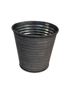 Antique Ribbed Zinc Pot 11 x 8 x 10cm