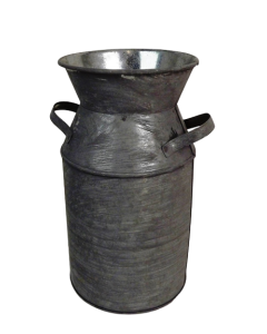 Antique Ribbed Zinc Churn 19.5 x 11 x 18.5cm