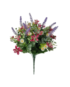 36cm Daisy/Lavender/Blossom Bouquet Dark Pink
