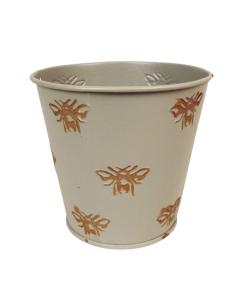 Grey Pot W/Gold Bee 11 x 10 x 8cm